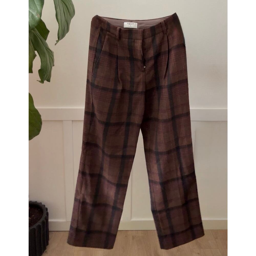 Babaton Atelier Aritzia Plaid Wool Pants Sz 2 XS